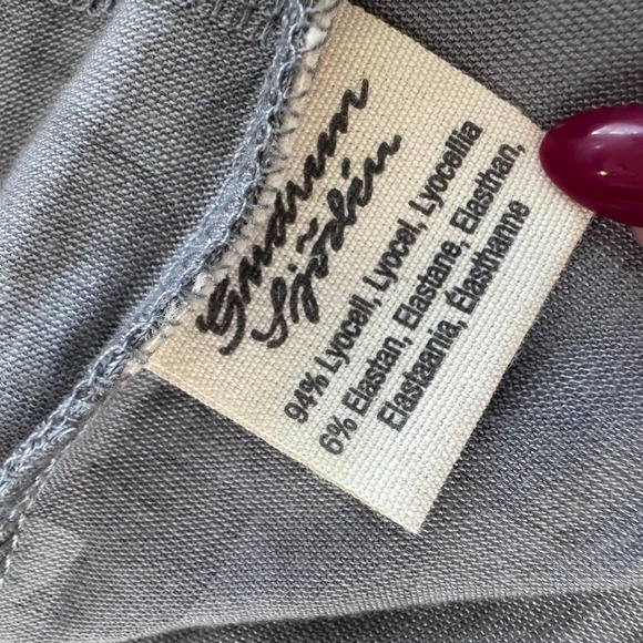 Gudrun Sjoden Gray Leaf Print Tencel Long Sleeve Midi Dress Size M Pockets - Picture 6 of 8